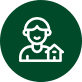 Person with house icon on green background