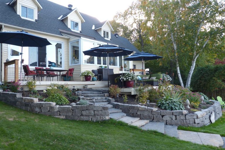 House with patio and garden landscaping