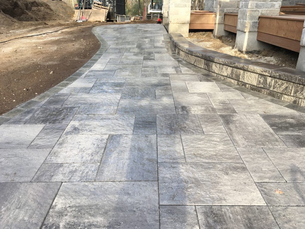 Stone pathway with curved design